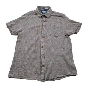 Tenth + Ocean Linen Blend Shirt Mens M Heathered Beige SS Lightweight Breathable
